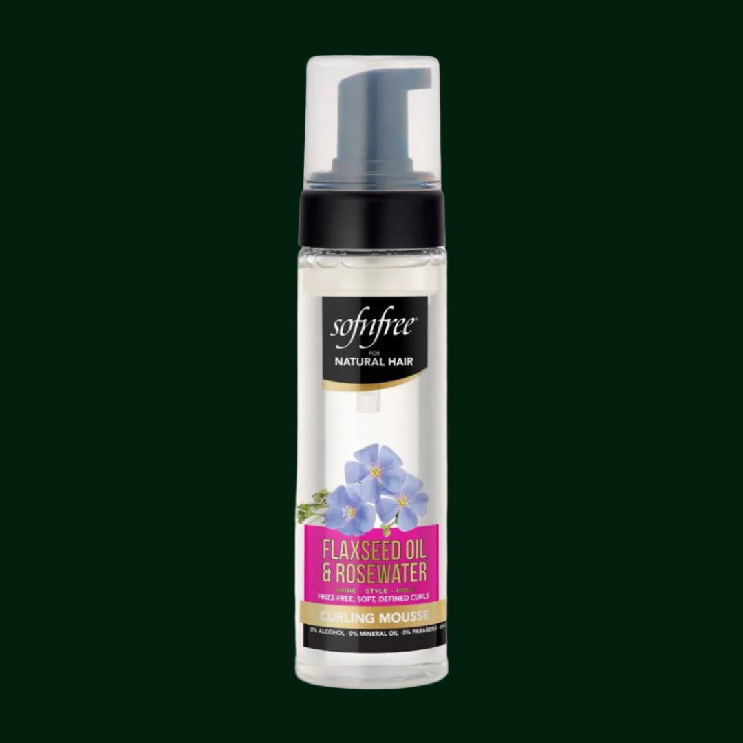 SOF N' FREE Curly Hair Mousse with Flaxseed Oil & Rosewater, Curl Defining Foam for Wavy, Curly & Coily Hair, Frizz Control Hair Mousse for Hold & Shine, 200ml Sourced by Bronx International Ltd