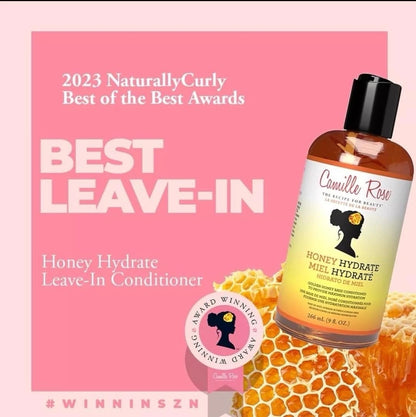 Camille Rose Naturals Honey Hydrate Leave-In Conditioner - Natural Hair Moisturiser for Curly Hair - 9 oz