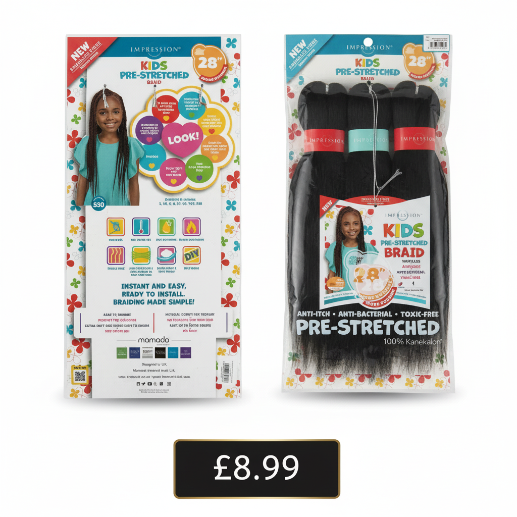 Impression Kids Pre-Stretched Braiding Hair 28 Inch - Knotless Braids 3 Pack