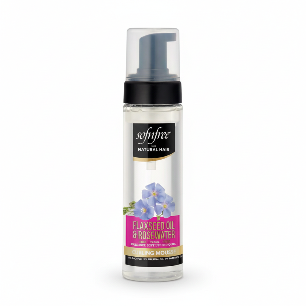 SOF N' FREE Curly Hair Mousse 200ml - Flaxseed Oil & Rosewater Curl Foam
