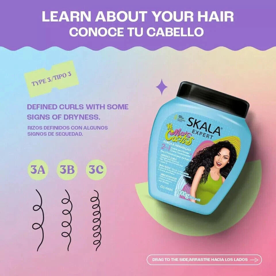 SKALA Corn Cachos for Hair Type 3Abc - 2 in 1 Treatment Balm Cream and Comb Cream 35.2 oz